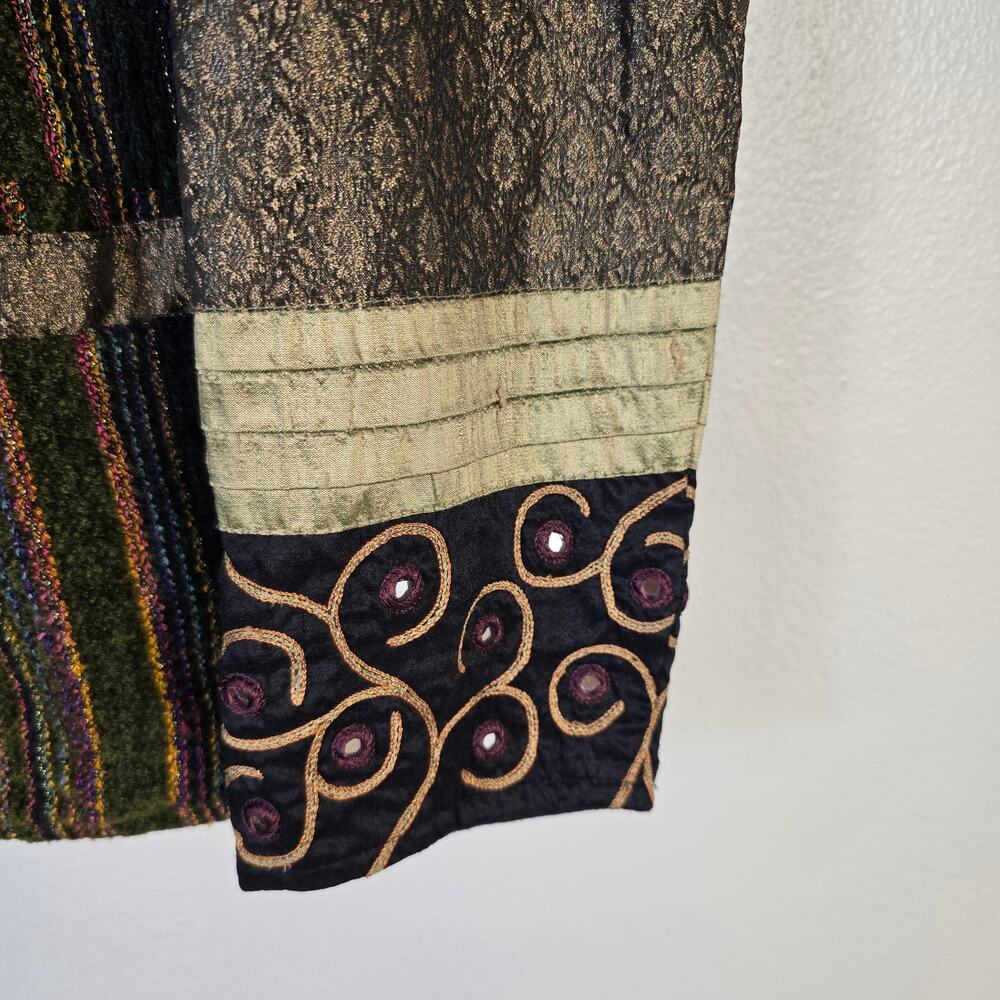 Vintage Yak Magik Jacket Women's S Black Multi Mixed Materials Silk Boho Artsy - Picture 5 of 13